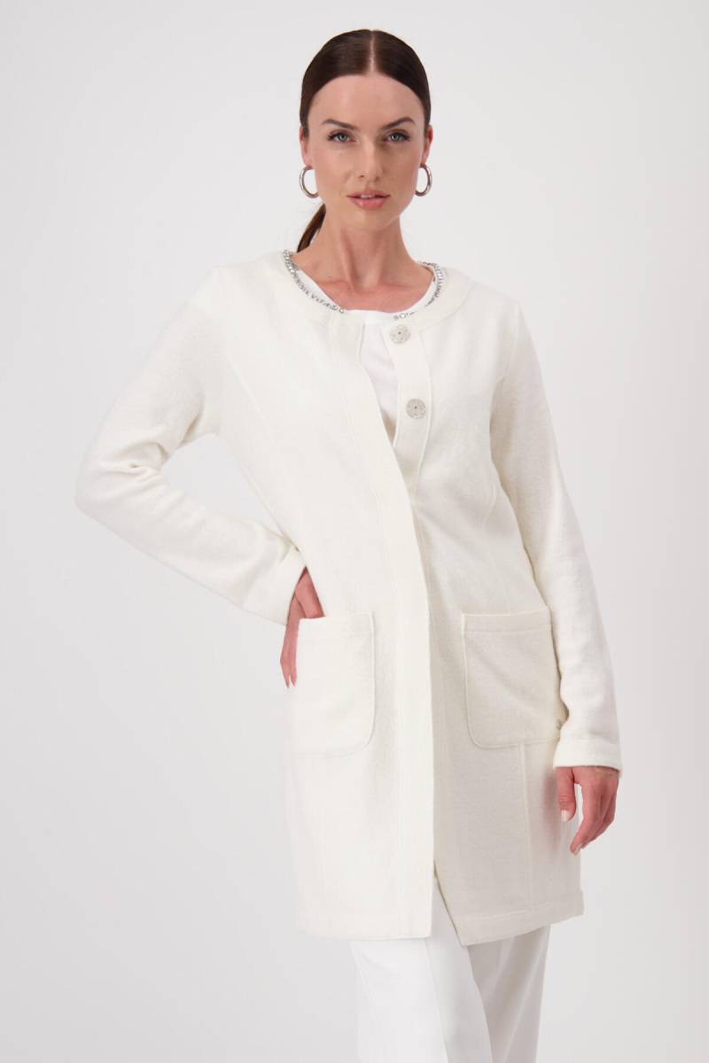 monari - Strickjacke mit abnehmbarem Schmuckeinsatz off-white - Gr. - 44 von monari