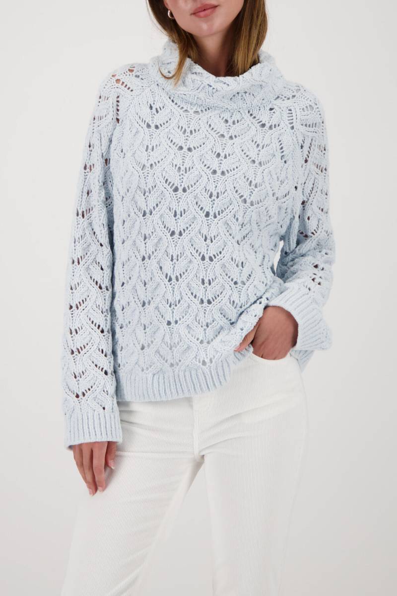 monari - Strickpullover mit Ajour-Muster ice blue - Gr. - 34 von monari