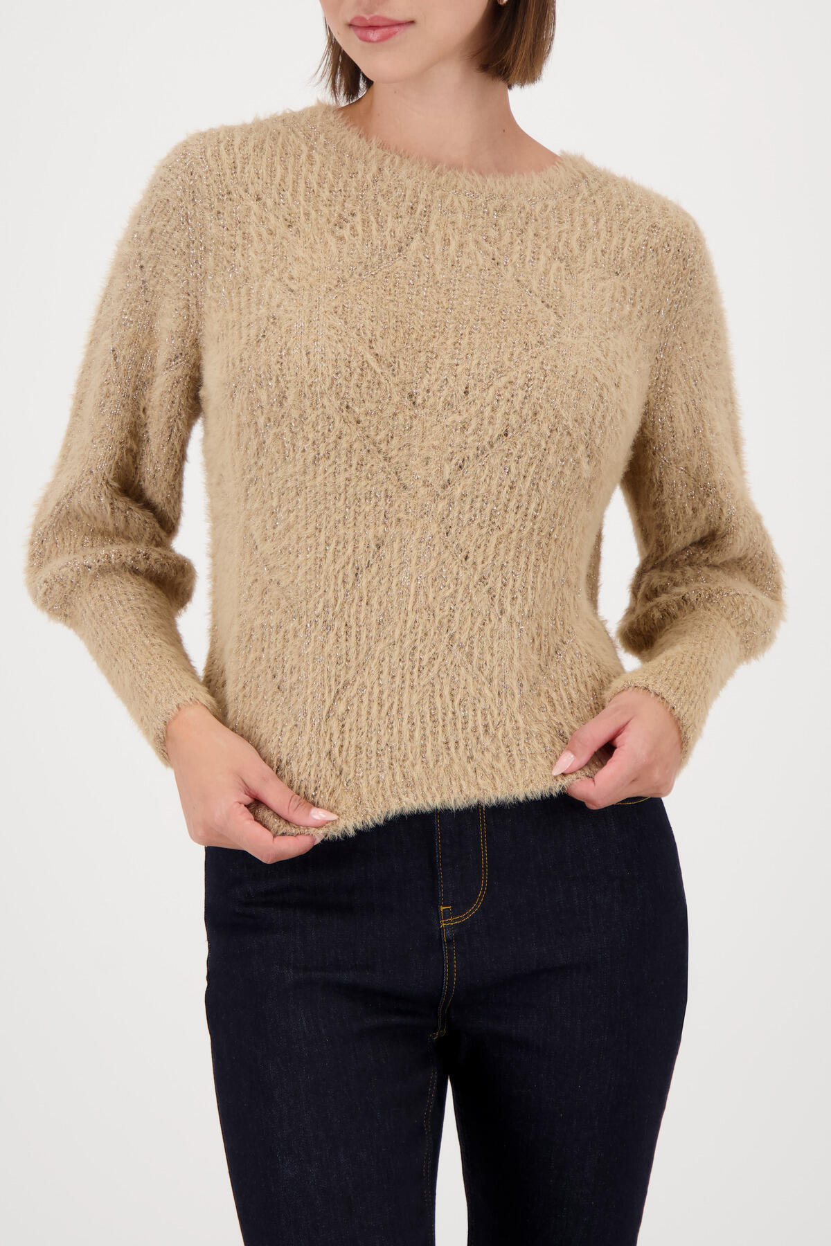 monari - Strickpullover mit Ajourmuster cognac - Gr. - 38 von monari