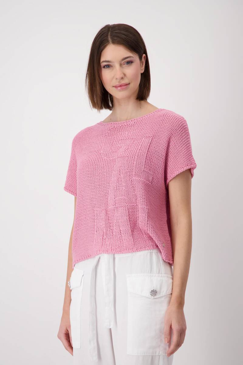 monari - Strickpullover mit Buchstabenmuster pink - Gr. - 34 von monari