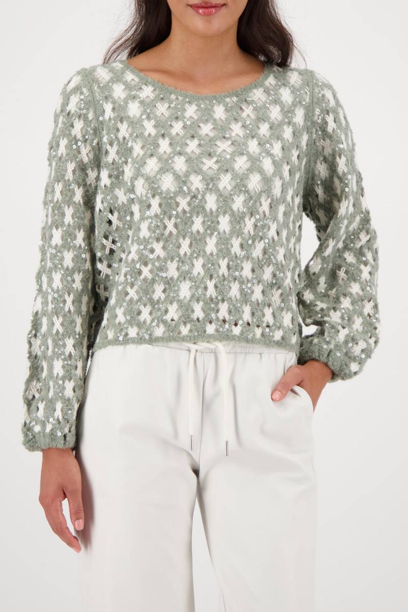 monari - Strickpullover mit Cornellymuster pearl melange - Gr. - 38 von monari