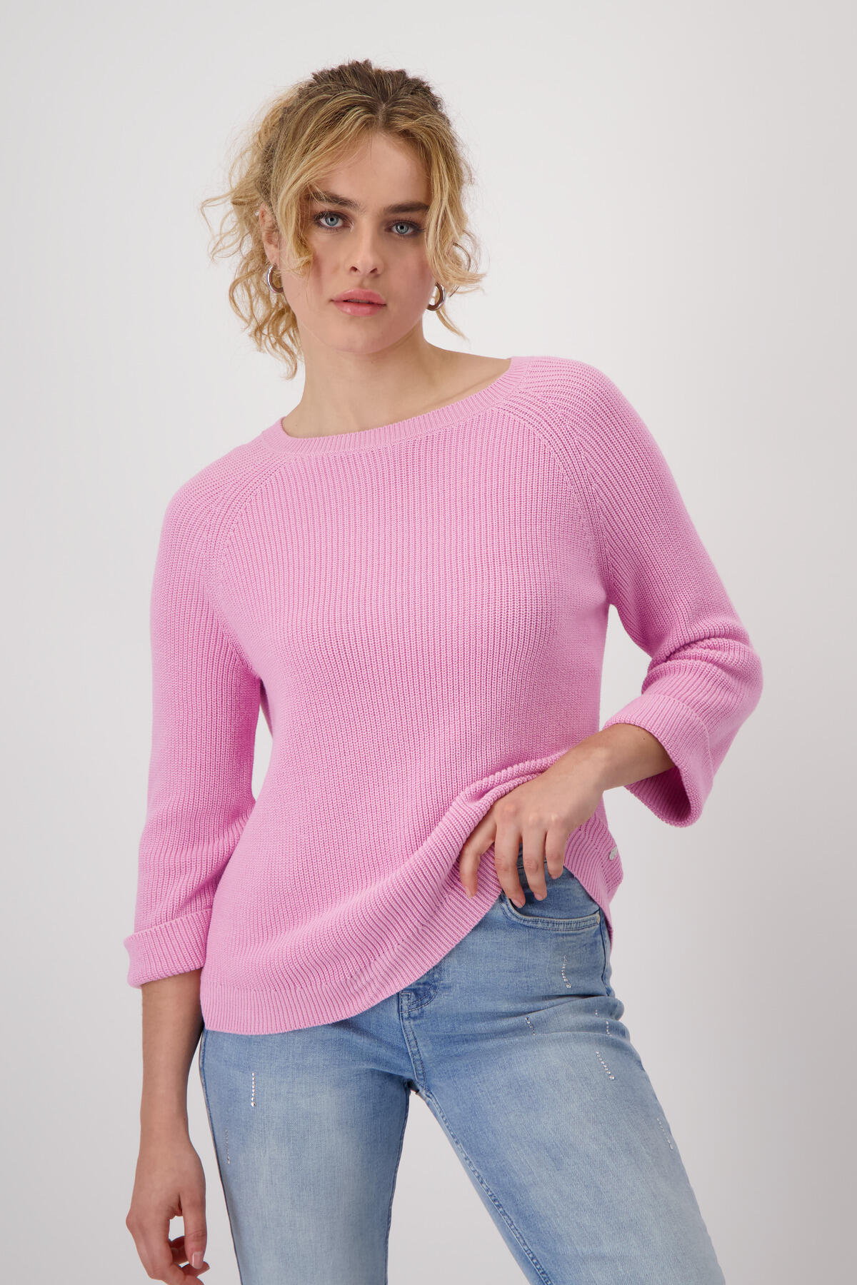 monari - Strickpullover mit Perlfangmuster bubblegum - Gr. - 46 von monari
