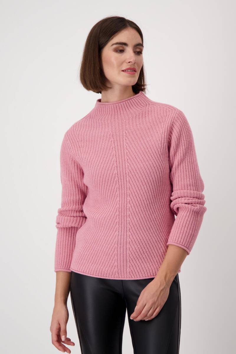monari - Strickpullover mit Perlfangmuster rosewood - Gr. - 42 von monari
