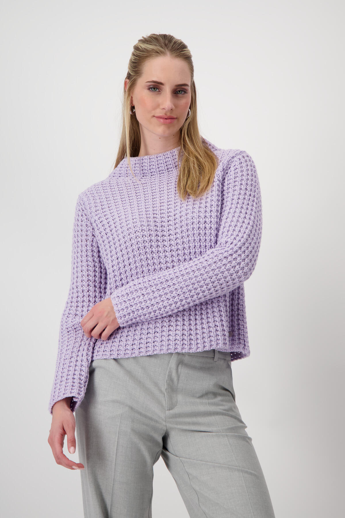 monari - Strickpullover mit Pineapplemuster soft lilac - Gr. - 44 von monari