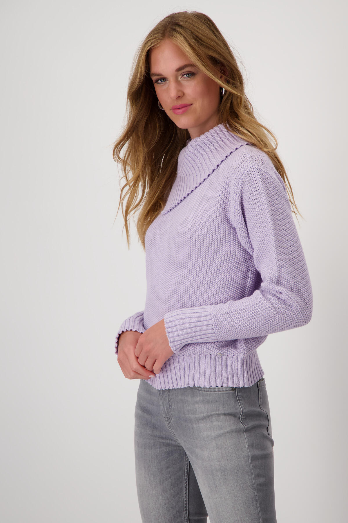 monari - Strickpullover mit Reiskornmuster soft lilac - Gr. - 44 von monari
