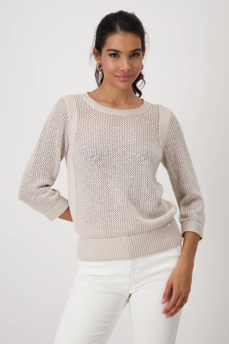 monari - Strickpullover mit Schmuck warm sand - Gr. - 40 von monari