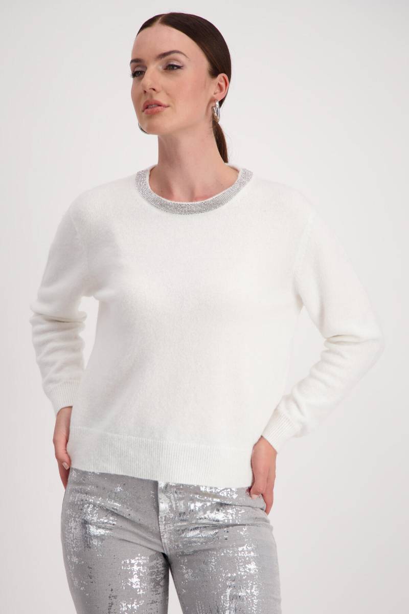 monari - Strickpullover mit Schmuckkette off-white - Gr. - 42 von monari