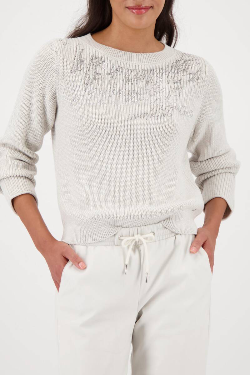 monari - Strickpullover mit Schriftmuster pearl - Gr. - 38 von monari