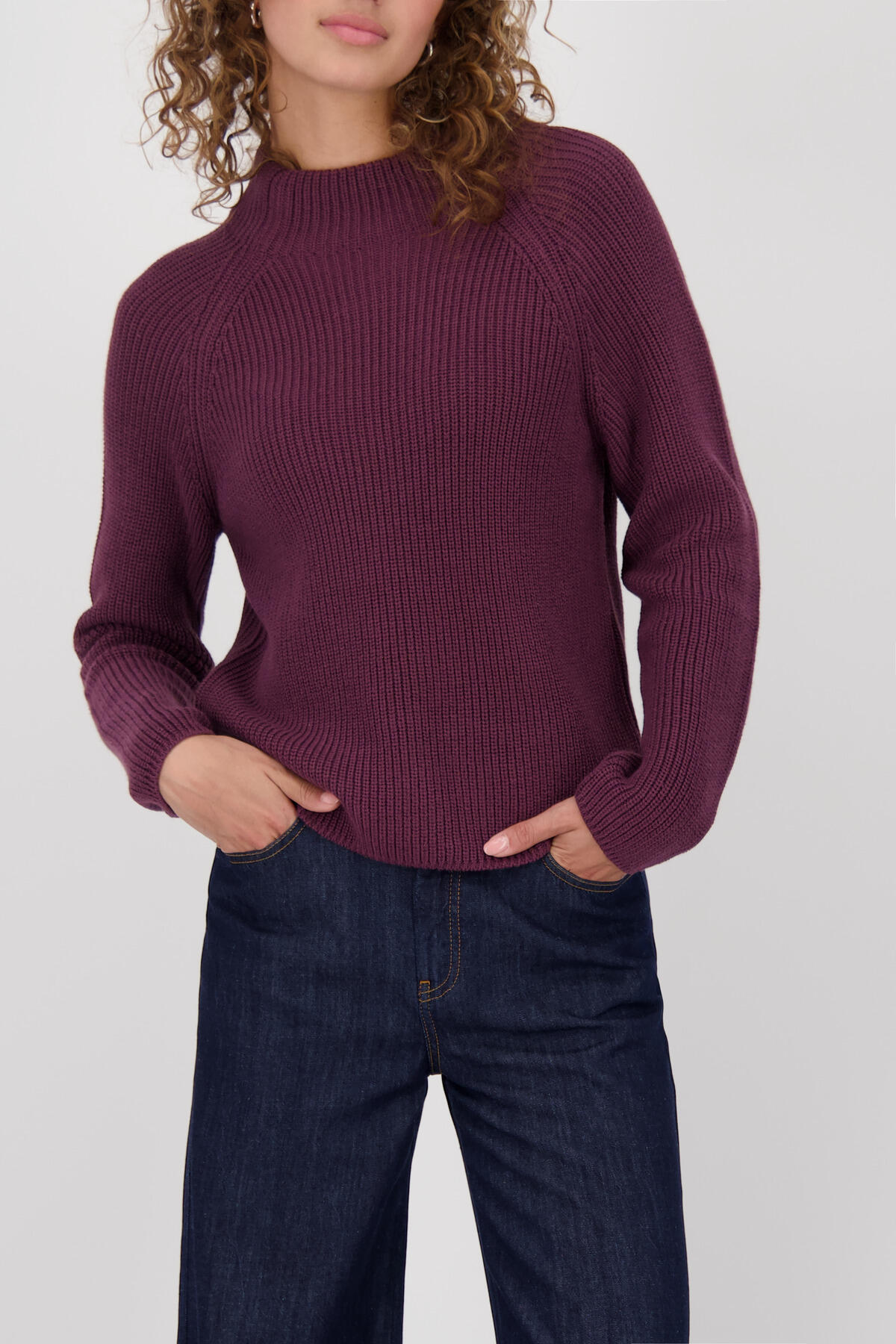 monari - Strickpullover mit Stehkragen bordeaux - Gr. - 46 von monari