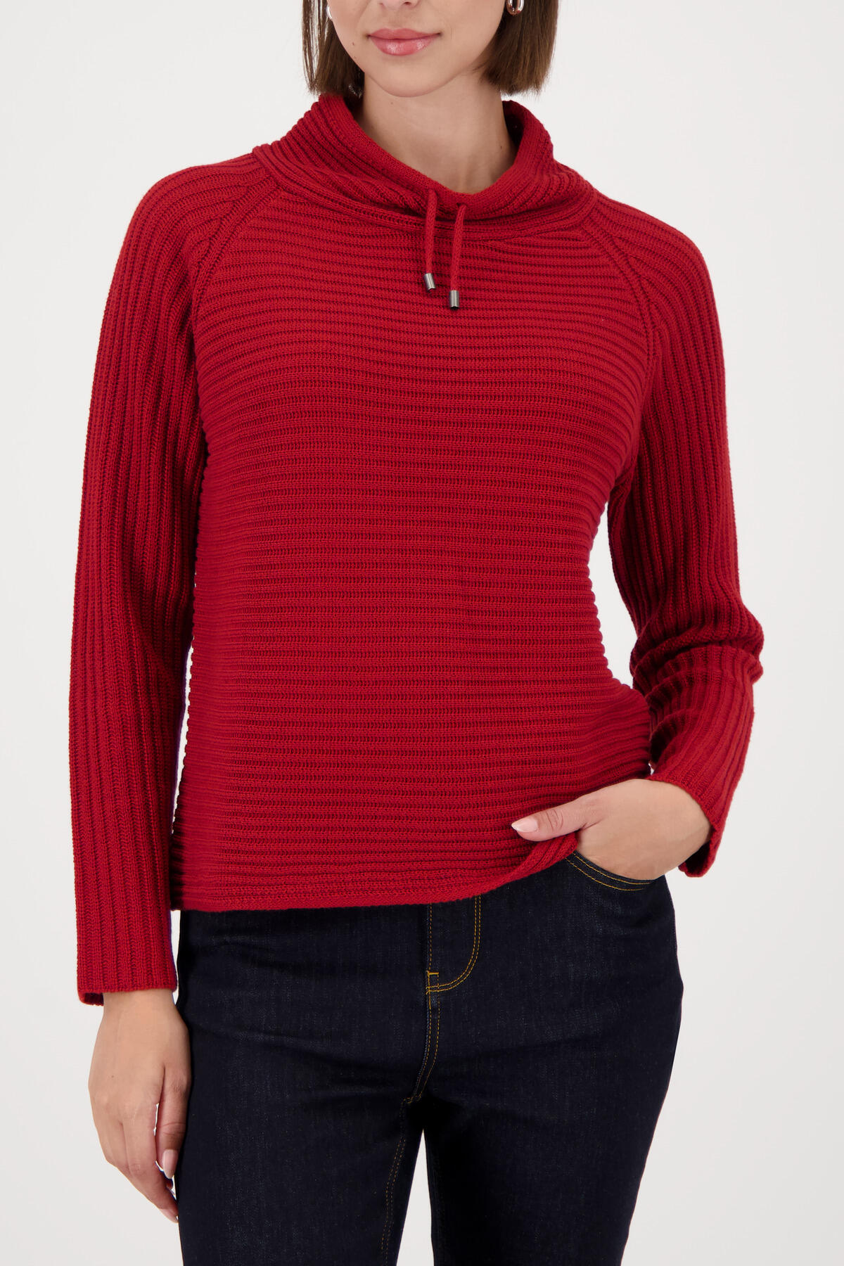 monari - Strickpullover mit Stehkragen chimney red - Gr. - 40 von monari