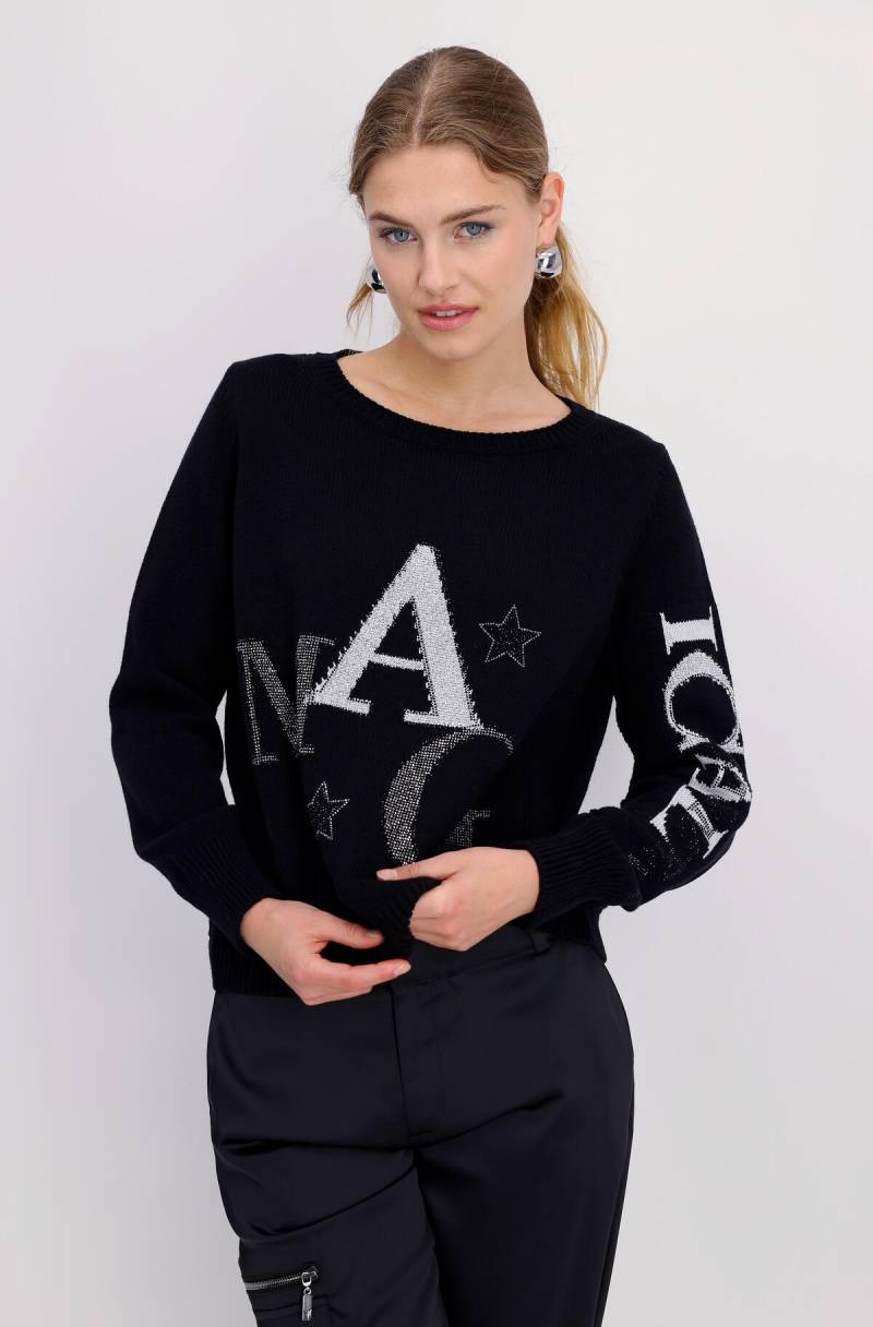 monari - Strickpullover mit Strass schwarz - Gr. - 42 von monari