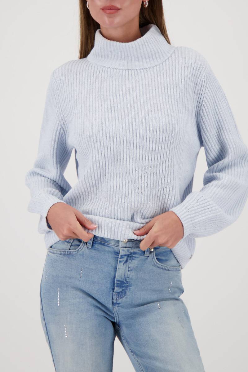 monari - Strickpullover mit Strasssteinen ice blue - Gr. - 42 von monari
