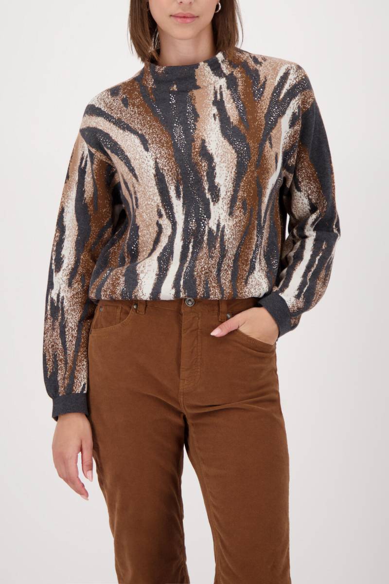 monari - Strickpullover mit Tigermuster anthra gemustert - Gr. - 36 von monari
