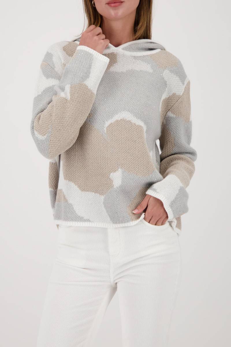 monari - Strickpullover mit Wolkenmuster lattemacchiato gemustert - Gr. - 46 von monari