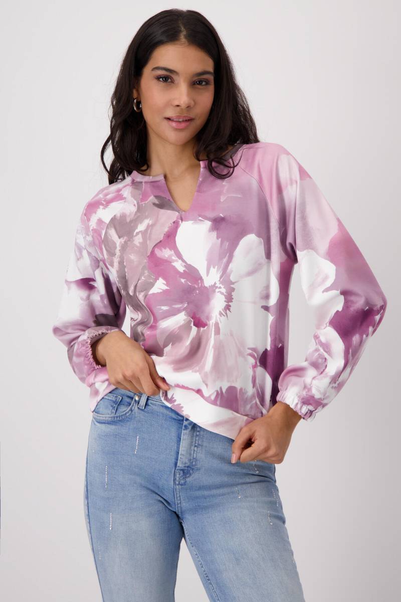 monari - Sweatshirt mit Blumenprint blossom gemustert - Gr. - 40 von monari