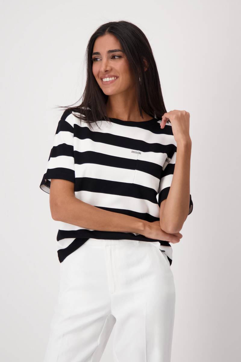 monari - Sweatshirt mit Brusttasche schwarz ringel - Gr. - 44 von monari