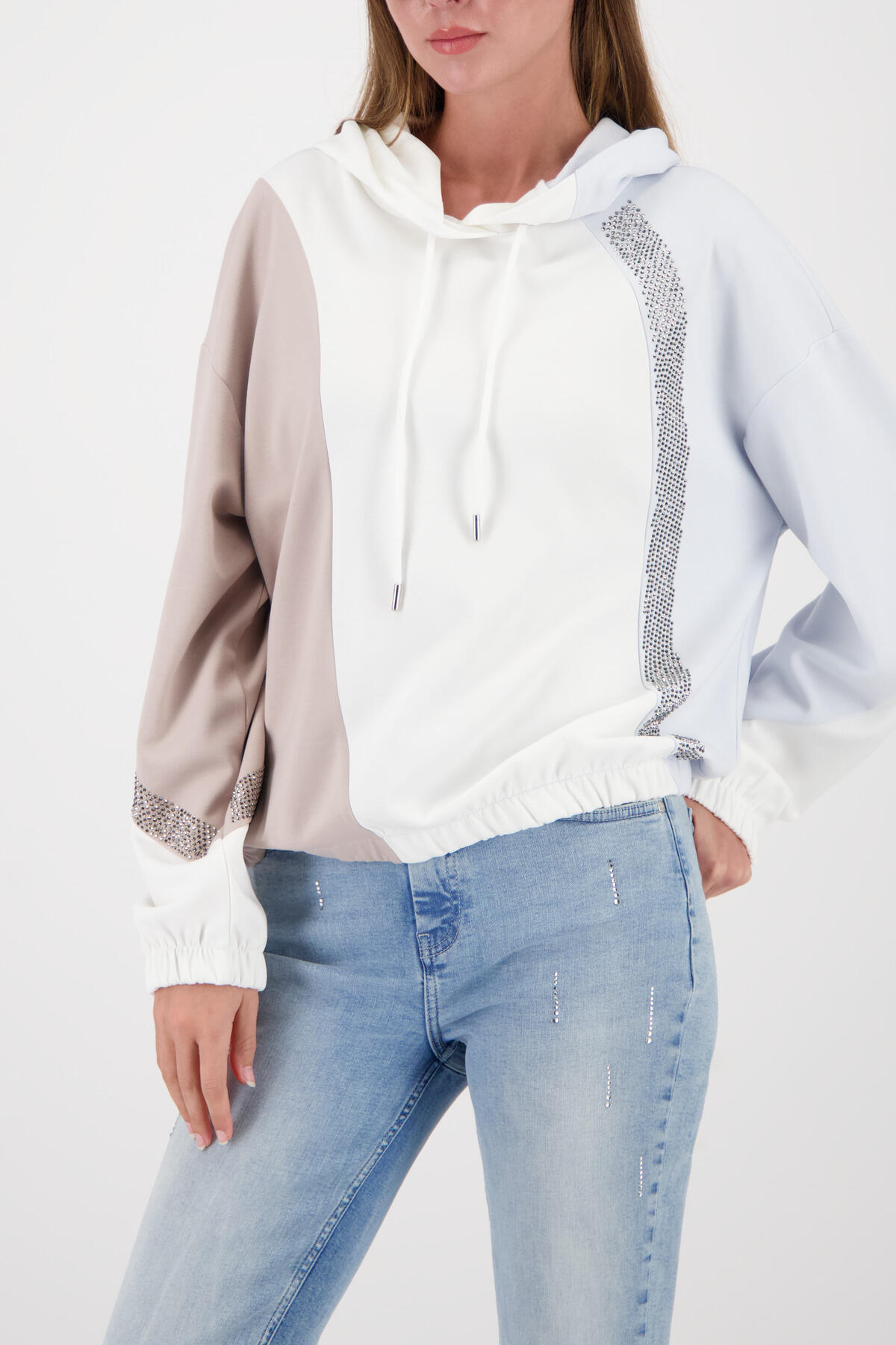 monari - Sweatshirt mit Colorblock off-white - Gr. - 34 von monari