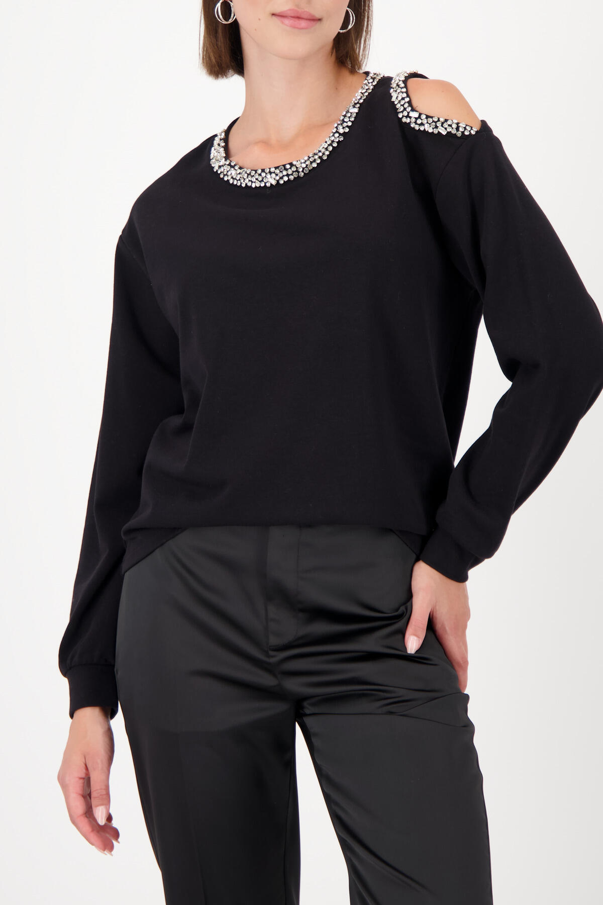 monari - Sweatshirt mit Cut-out schwarz - Gr. - 38 von monari