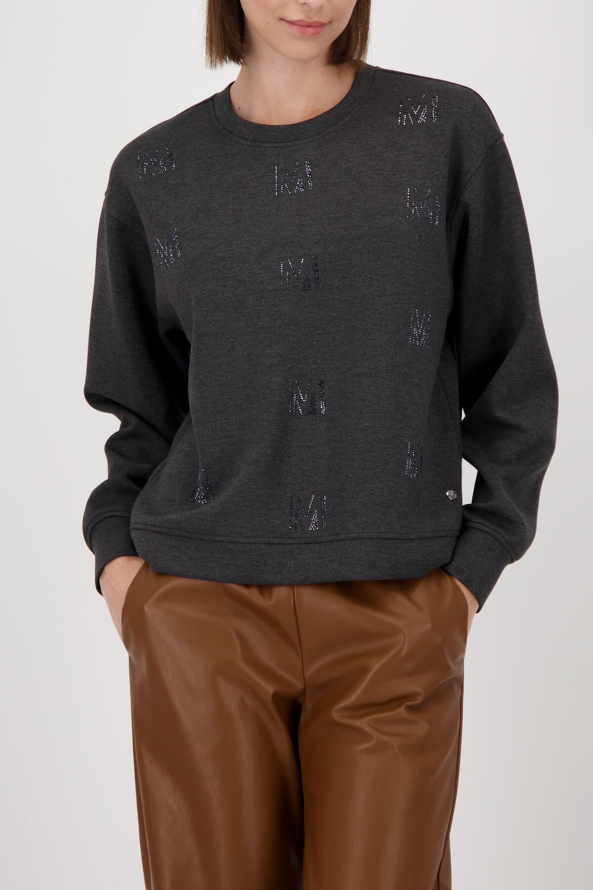 monari - Sweatshirt mit Melange-Optik anthra melange - Gr. - 42 von monari