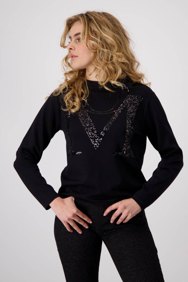 monari - Sweatshirt mit Pailletten schwarz - Gr. - 36 von monari