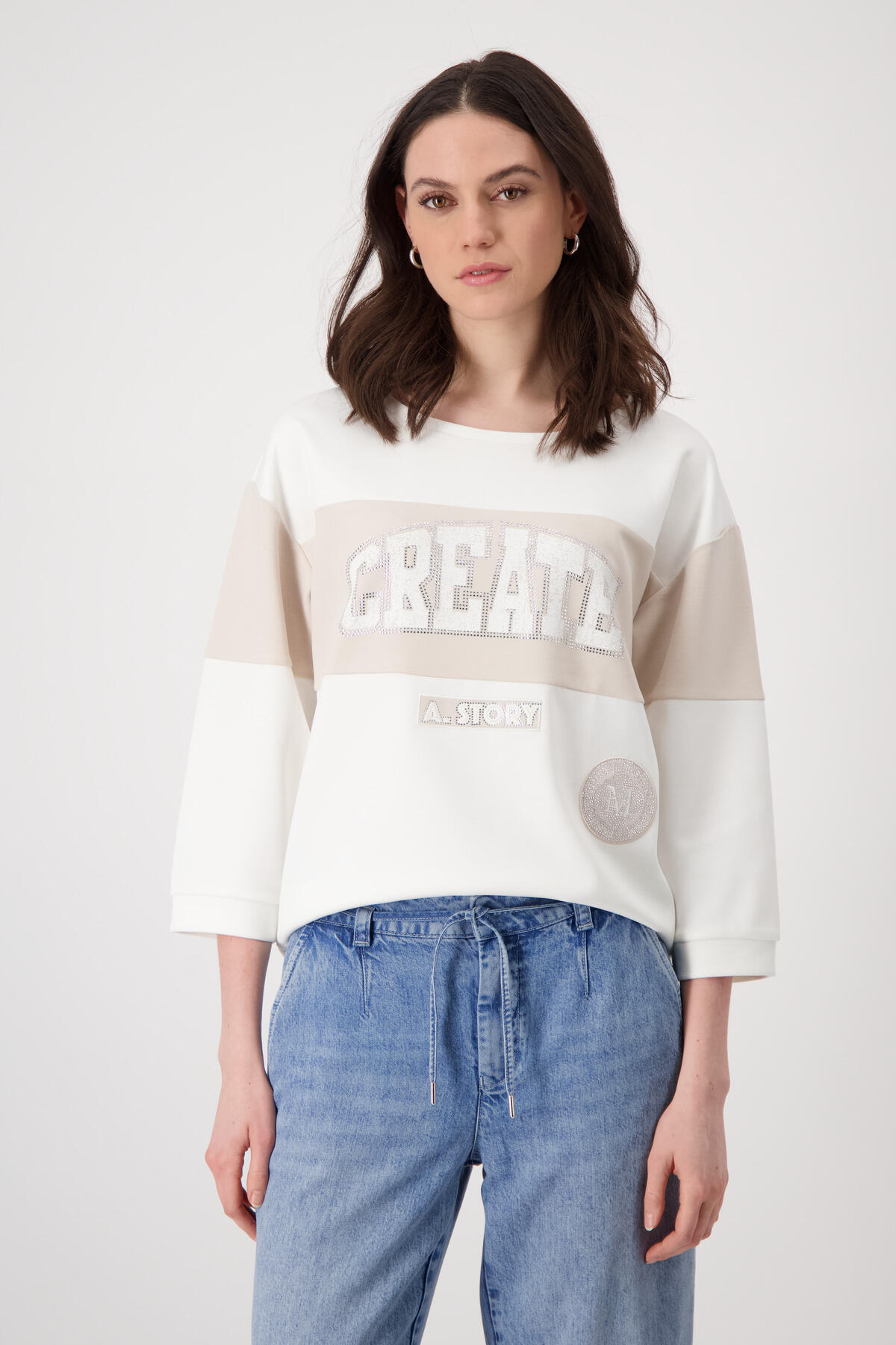 monari - Sweatshirt mit Patch off-white - Gr. - 44 von monari