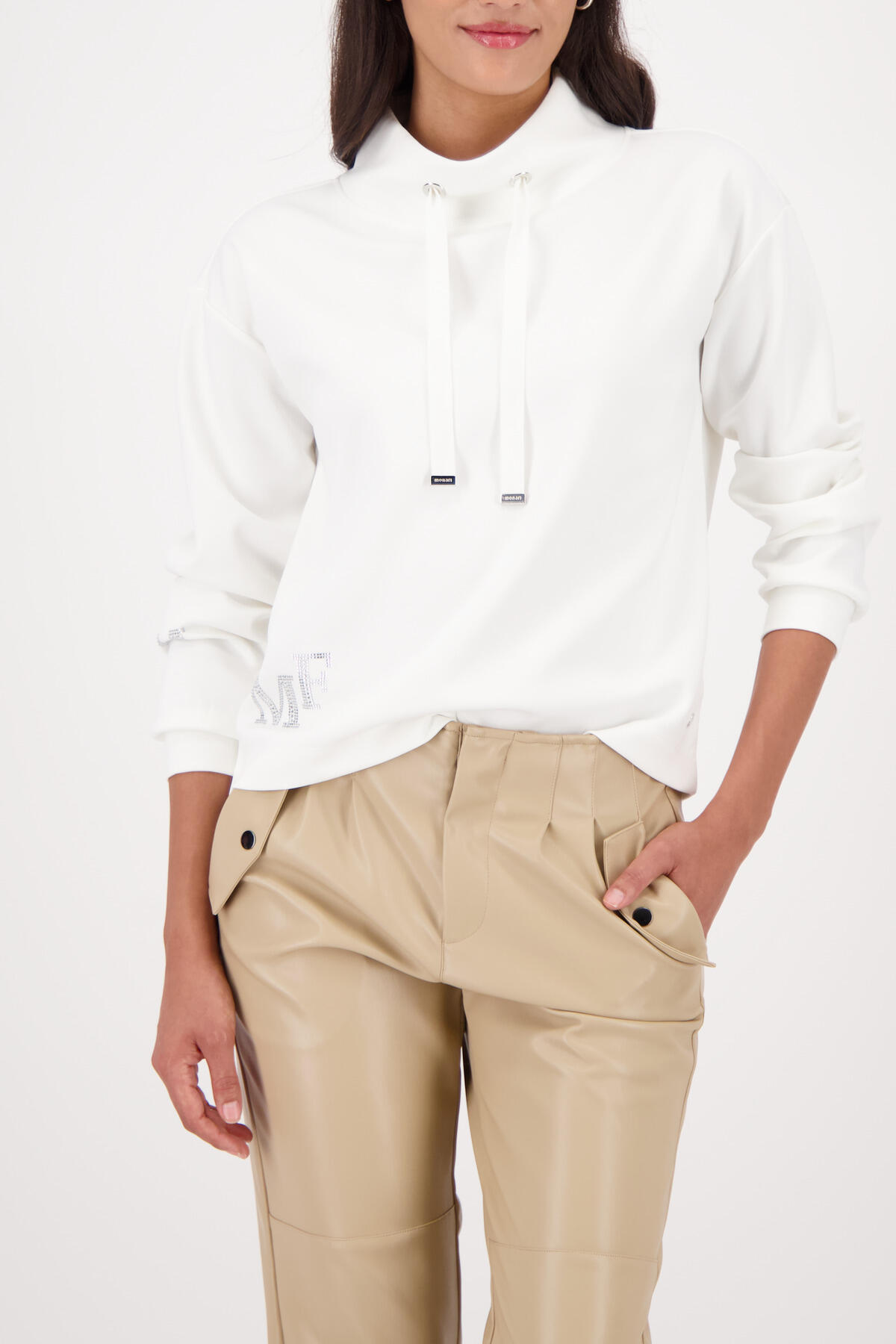 monari - Sweatshirt mit Schmuckdetail off-white - Gr. - 40 von monari