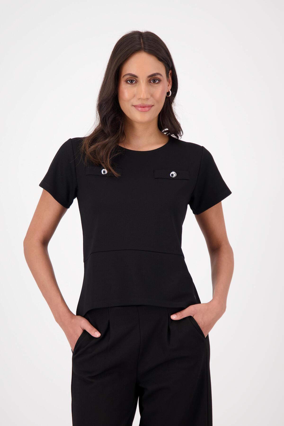 monari - Sweatshirt mit Schmuckknöpfen schwarz - Gr. - 42 von monari