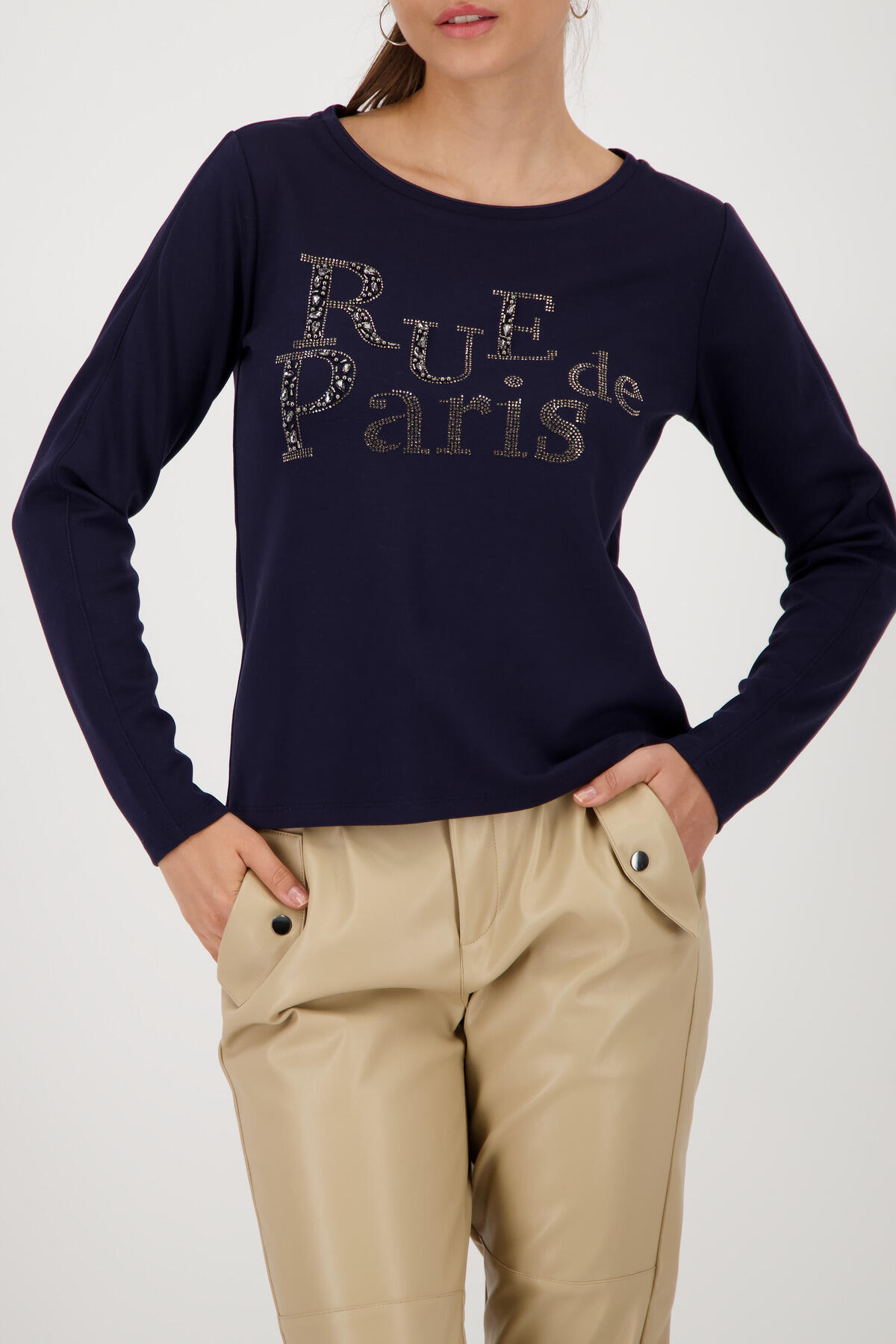 monari - Sweatshirt mit Schmuckschrift night sky - Gr. - 38 von monari