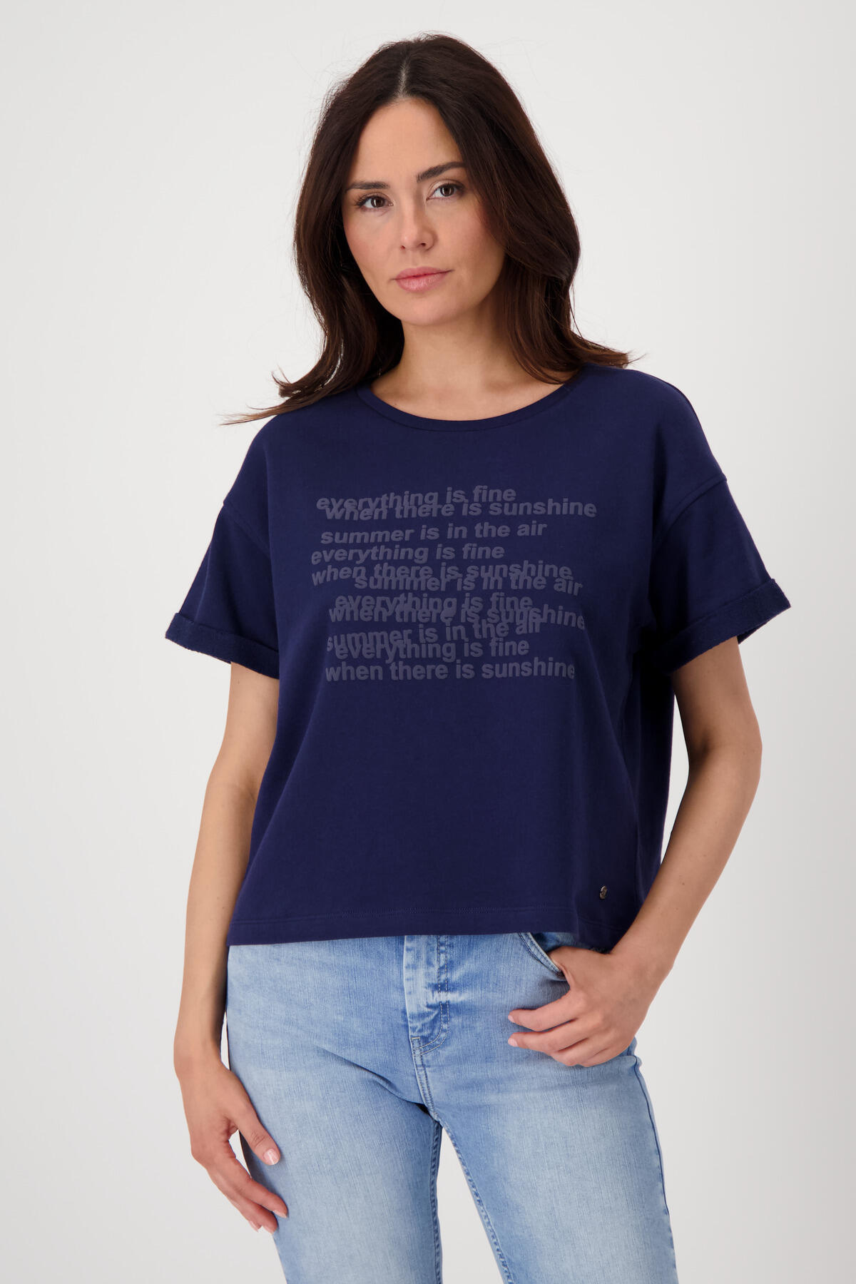 monari - Sweatshirt mit Schriftzug navy blue - Gr. - 40 von monari