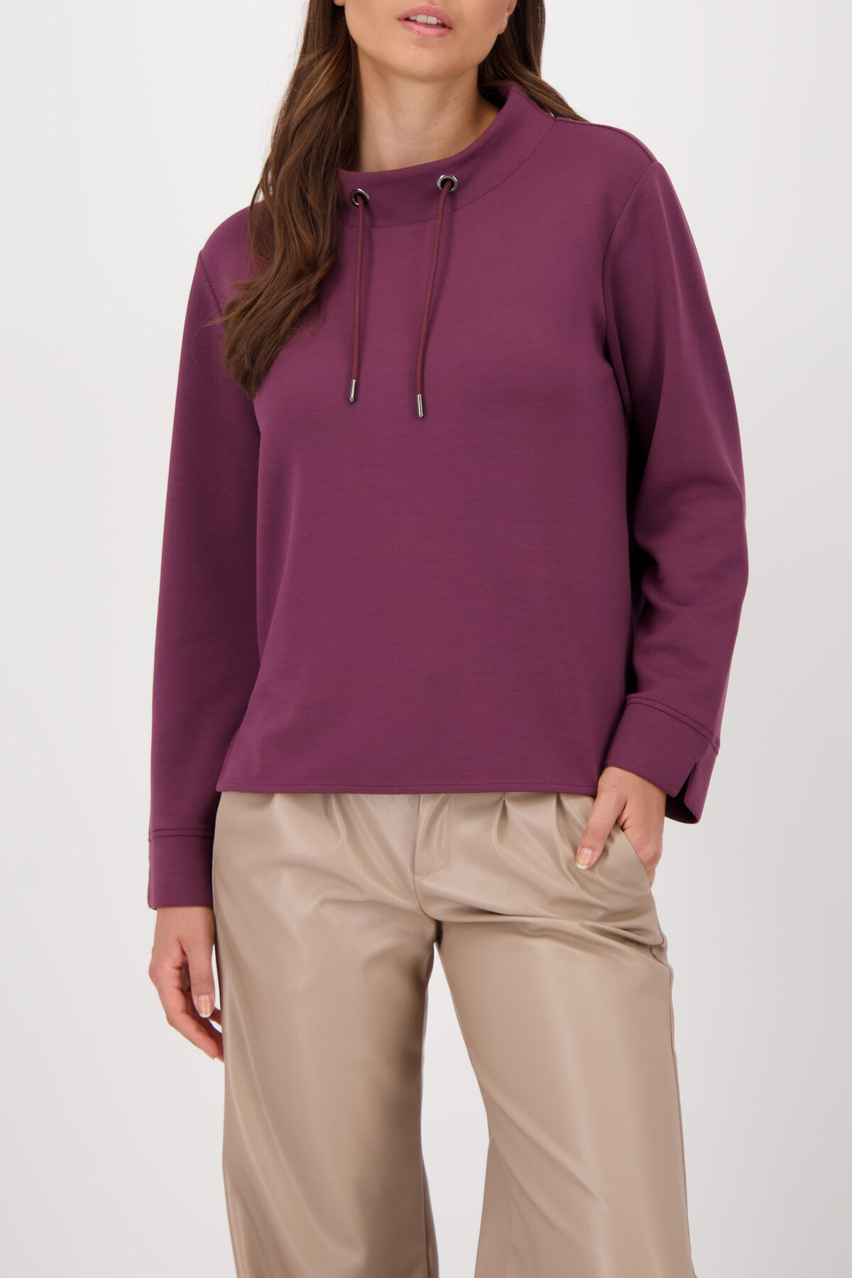 monari - Sweatshirt mit Stehkragen bordeaux - Gr. - 42 von monari