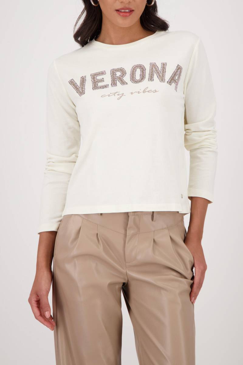 monari - Sweatshirt mit Strasssteinen cashmere - Gr. - 40 von monari