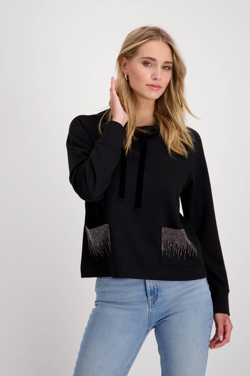 monari - Sweatshirt mit geschmückten Taschen schwarz - Gr. - 36 von monari