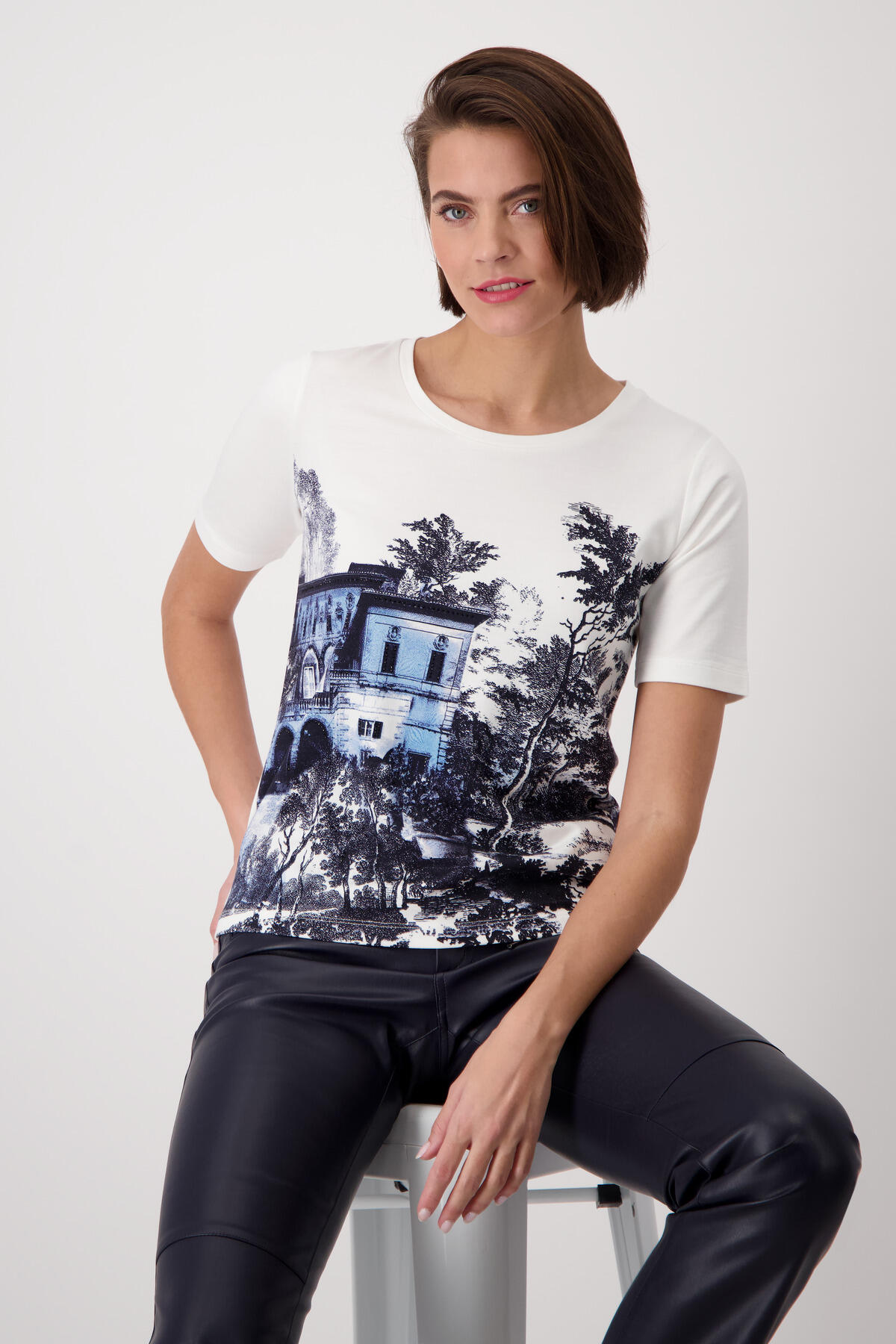 monari - T-Shirt mit „English Garden“ Print off-white - Gr. - 38 von monari