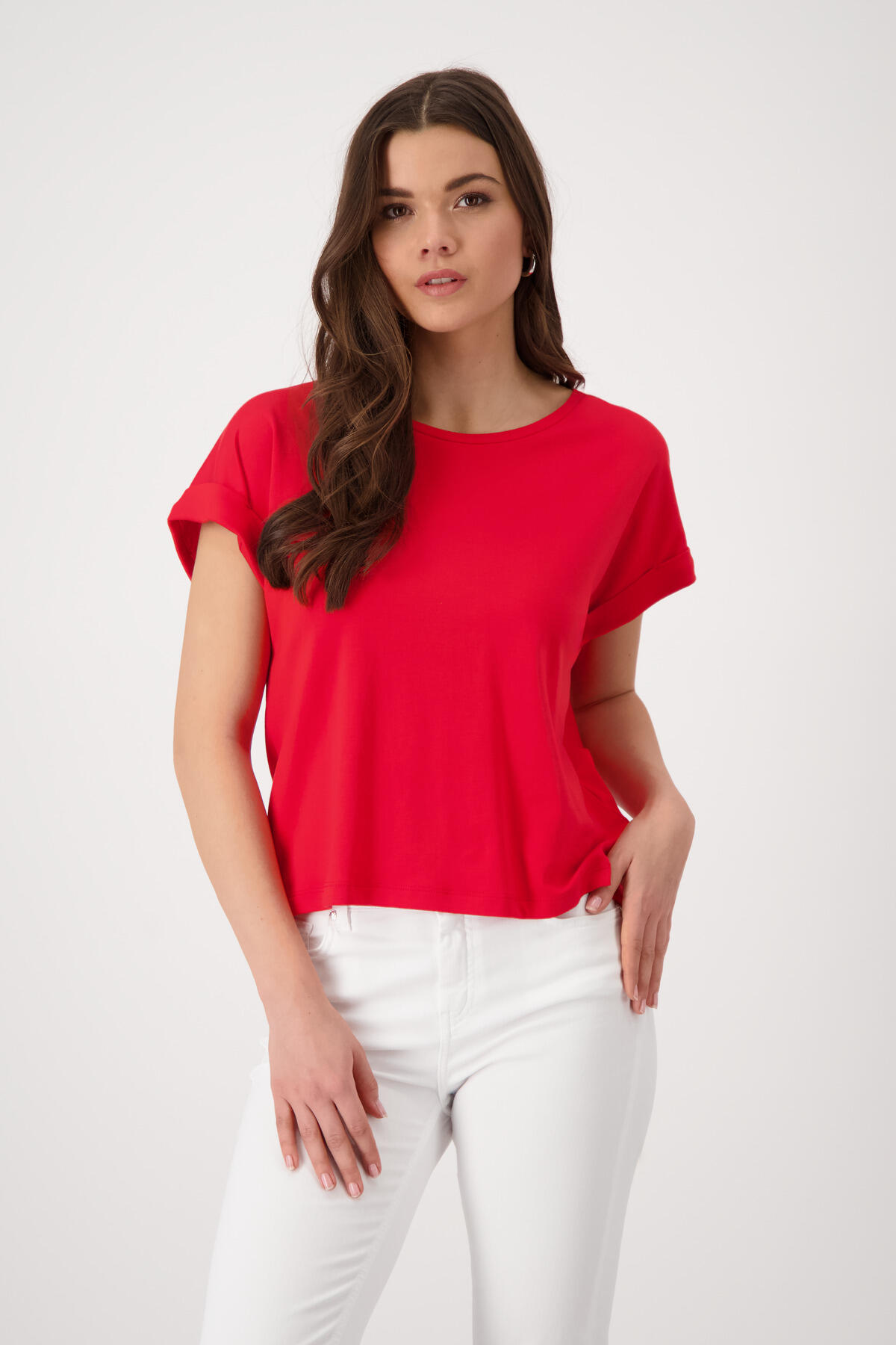 monari - T-Shirt mit Ärmelaufschlag red - Gr. - 40 von monari