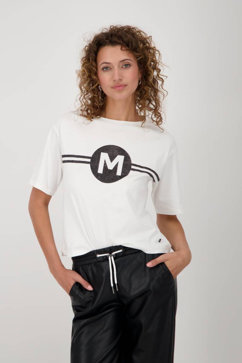 monari - T-Shirt mit Logo aus Strass off-white - Gr. - 38 von monari