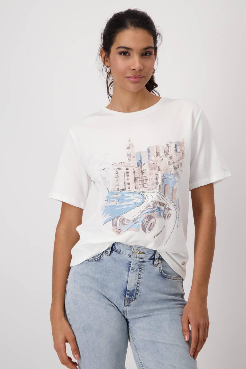monari - T-Shirt mit Monaco-Print off-white - Gr. - 46 von monari