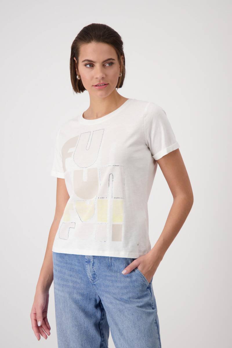 monari - T-Shirt mit Strasssteinen off-white - Gr. - 38 von monari