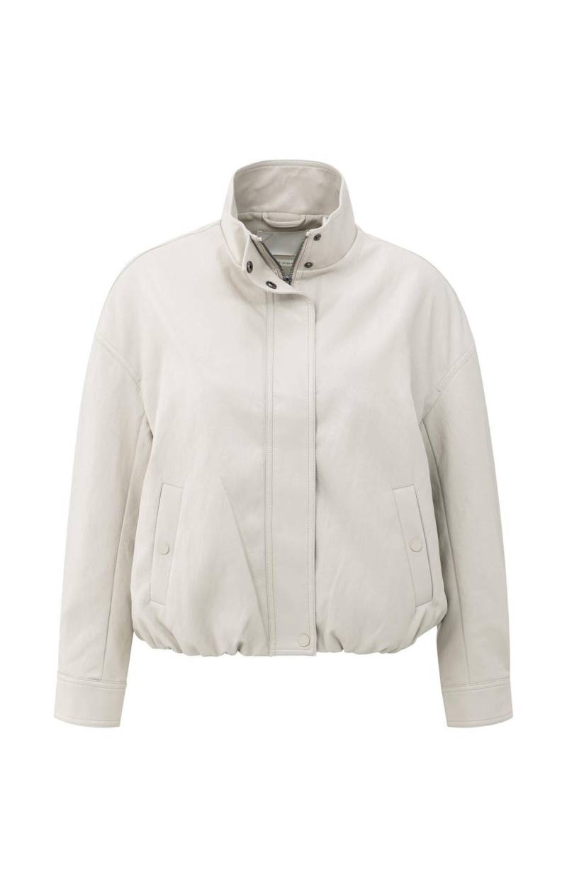 Yaya - Kurze Kunstlederjacke mit elastischem Saum beige - Gr. - 38 von Yaya