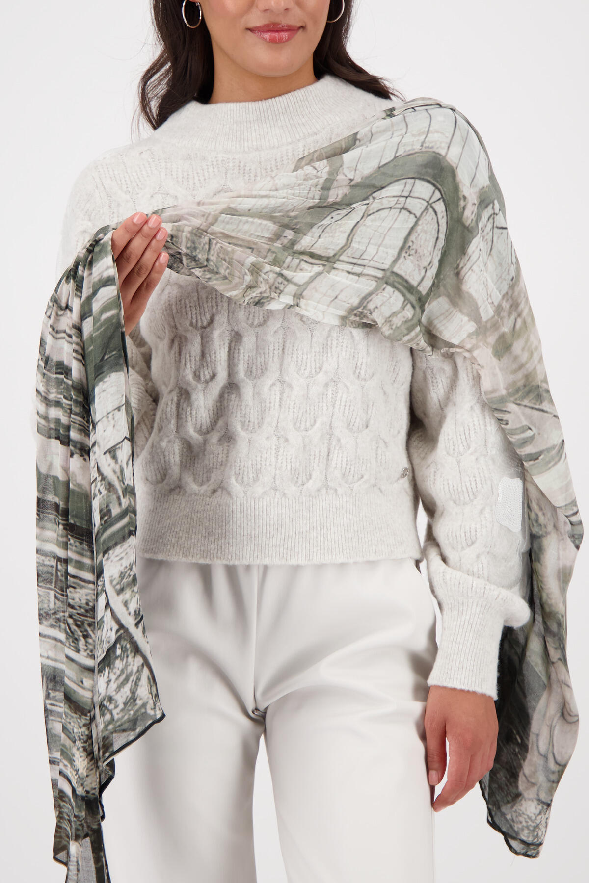 monari - Tuch mit Gallery-Muster sage gemustert - Gr. - OS von monari