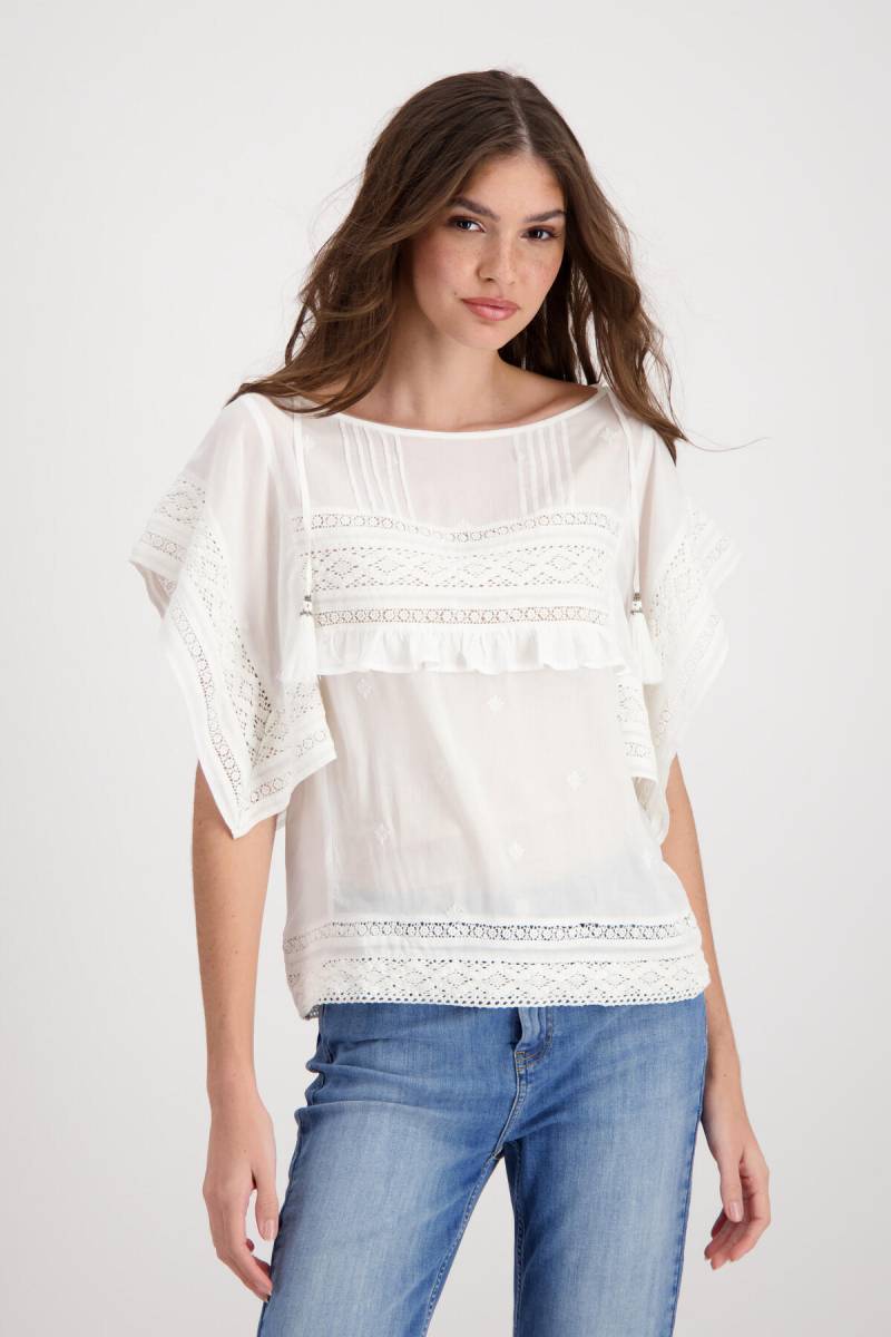 monari - Tunika Bluse mit Spitze weiß - Gr. - 36 von monari