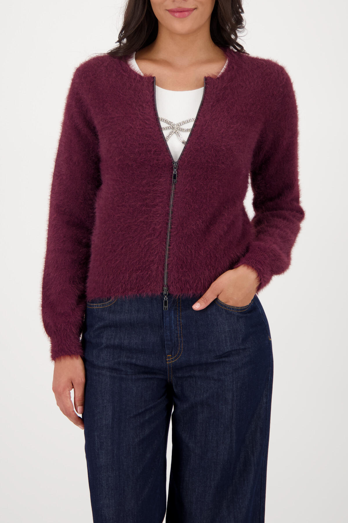 monari - Weiche Strickjacke bordeaux - Gr. - 34 von monari