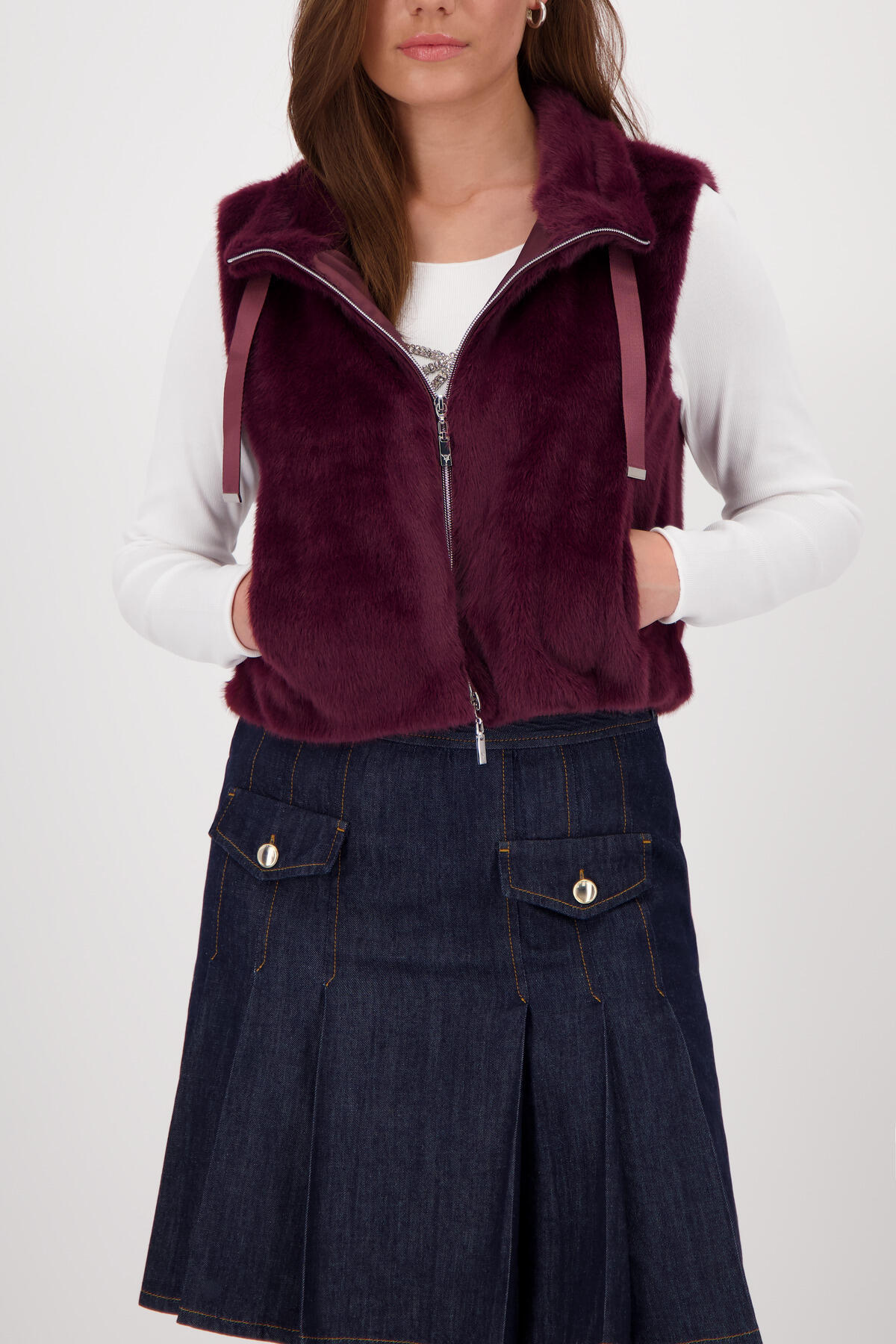 monari - Weste aus Kunstpelz bordeaux - Gr. - 42 von monari