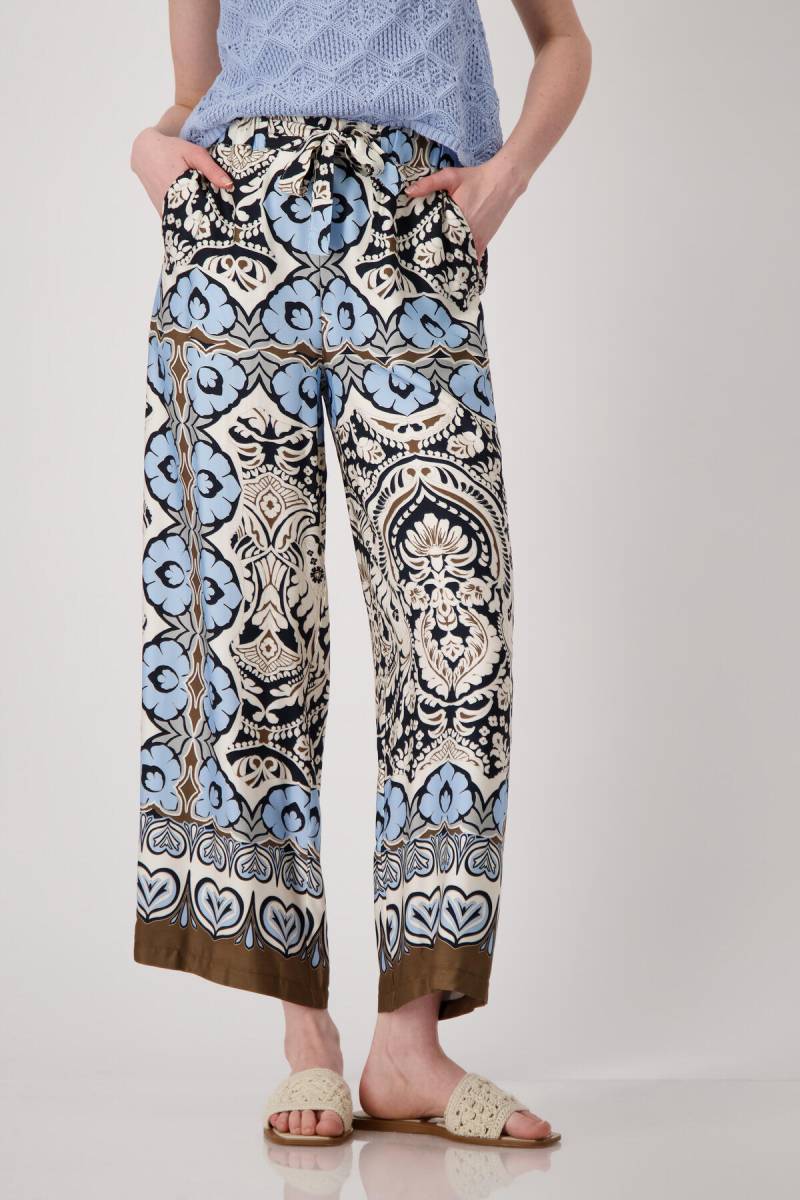 monari - Wide-Leg-Hose mit Ornamentmuster schwarz gemustert - Gr. - 40 von monari