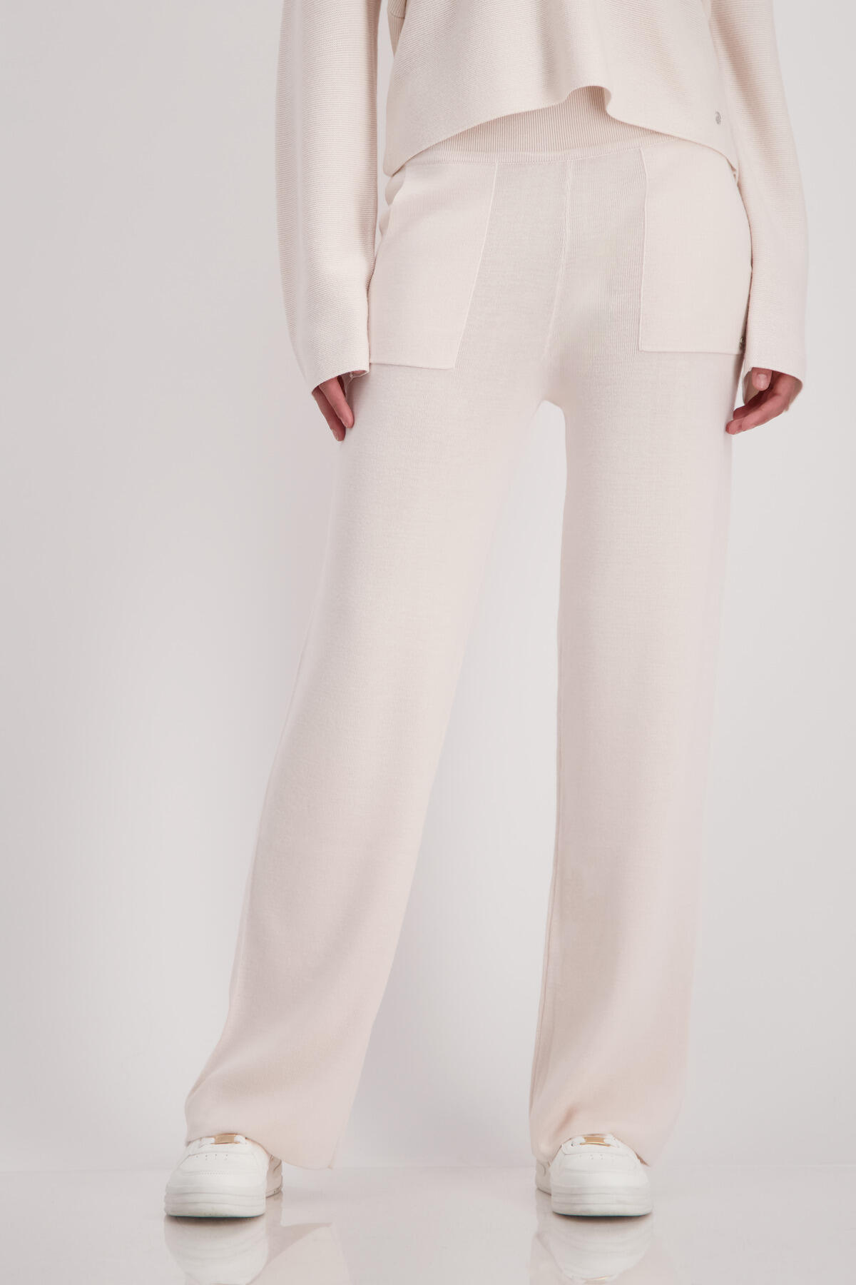 monari - Wide Leg Strickhose sandshell - Gr. - 44 von monari