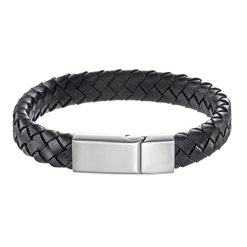 mondgold Geflochtenes Armband, Herren Lederarmband Schwarz von Gravado