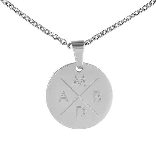 mondgold Halskette mit Gravur, Silberkette mit Anhänger, Kette mit Buchstaben, Personalisierte Kette mit Gravur, Ketten für Damen, Silber Kette, Edelstahl Schmuck, Initialen Kettenanhänger von mondgold
