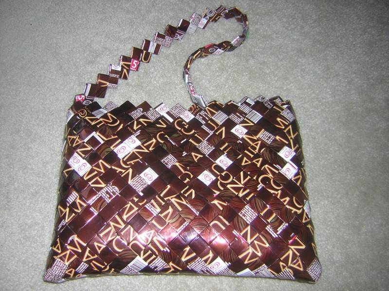Handgemachte Große Gold & Braune Candy Wrapper Folie Reißverschluss-Top Schultertasche Handtasche Tasche Handgemachte Große Gold & Braune Candy Wrapper Folie Reißverschluss-Top Schultertasche Handtasche Tasche von monitoMOON