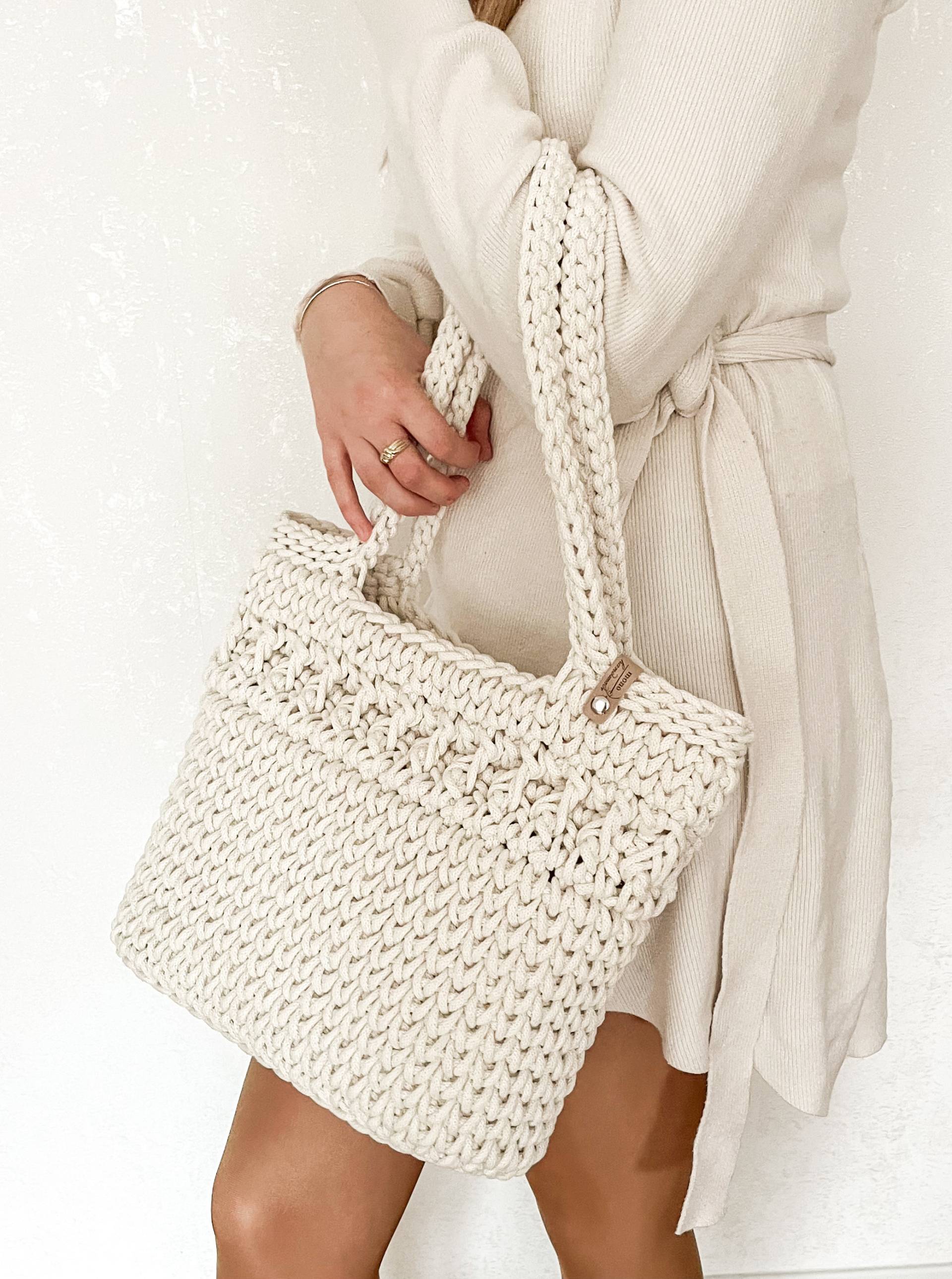 Häkeltasche Groß "Lisa" Gehäkelter Shopper Handgemachte Handtasche Makramee Henkeltasche Geschenkidee Für Frauen von monohandmadelove