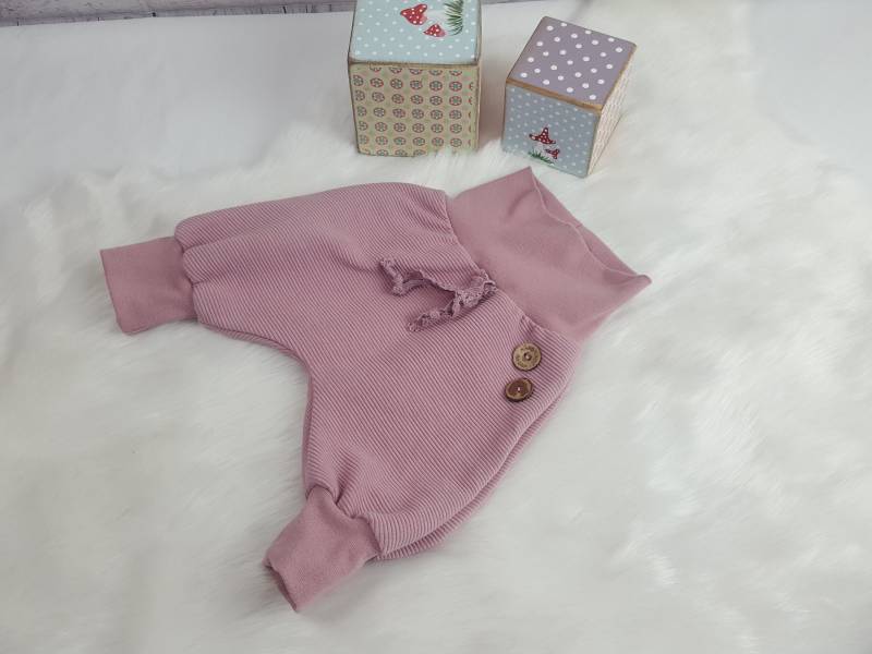 Mitwachshose Rippjersey Rosa Meliert Mädchen Mit Spitze von monojule