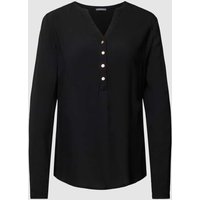 Montego Blusenshirt aus Visksoe mit V-Ausschnitt in Black, Größe 36 von montego